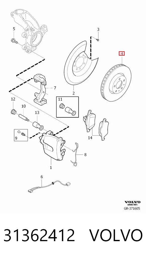 31362412 Volvo Disco do freio dianteiro