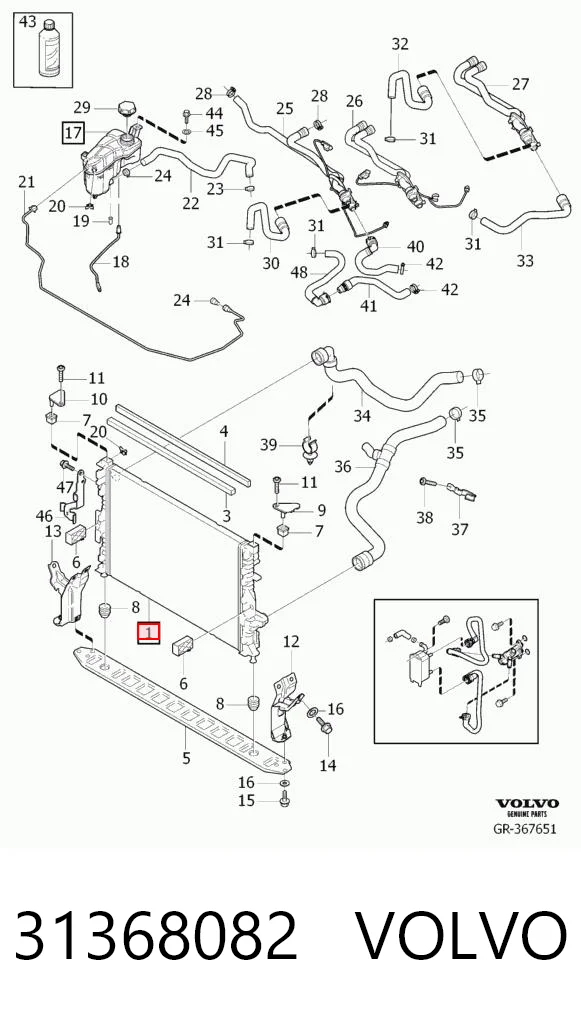31368082 Volvo Radiador de esfriamento de motor