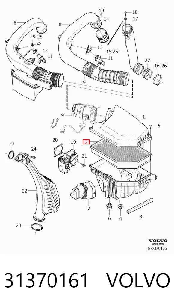 31370161 Volvo Filtro de ar