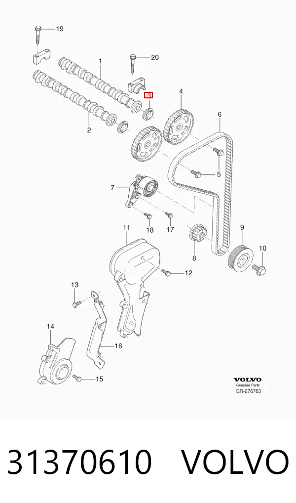 31370610 Volvo Vedação da árvore distribuidora de motor