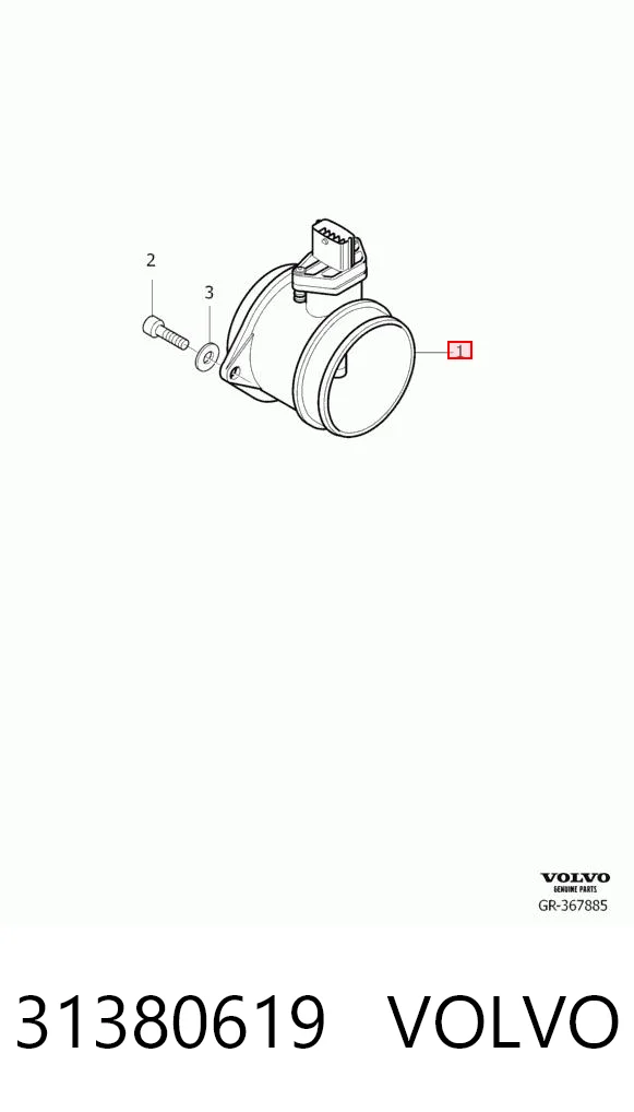 31380619 Volvo Sensor de fluxo (consumo) de ar, medidor de consumo M.A.F. - (Mass Airflow)