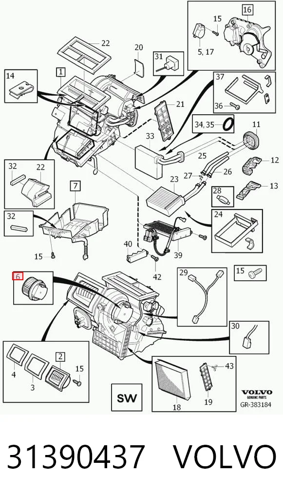 31390437 Volvo Motor de ventilador de forno (de aquecedor de salão)