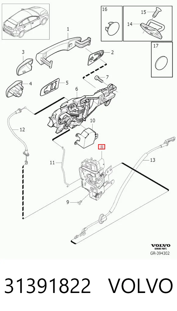 Compre Fecho da porta dianteira esquerda Volvo V40 