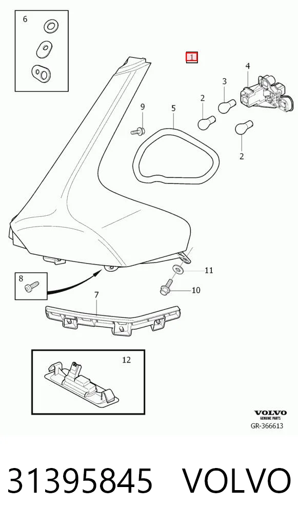 Lanterna traseira direita Volvo V40  525, 526