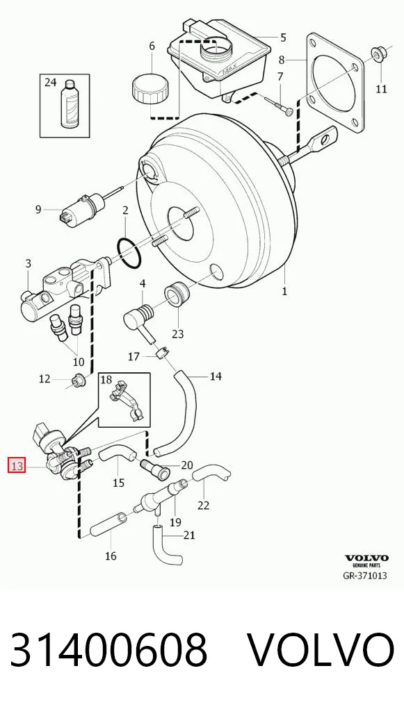 31400608 Volvo Válvula de impulsionador de vácuo dos freios