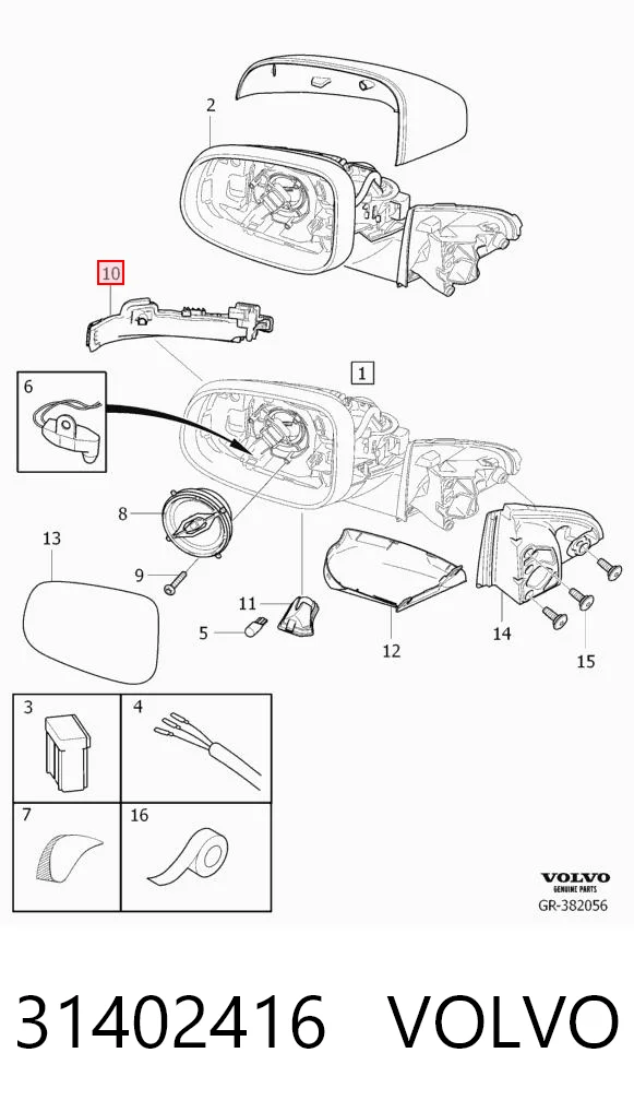 31402416 Volvo Pisca-pisca de espelho direito