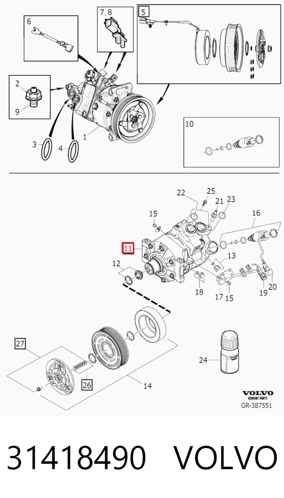 31418490 Volvo Compressor de aparelho de ar condicionado