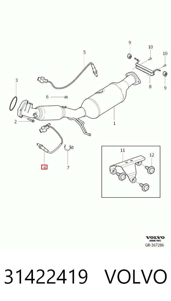 31422419 Volvo Sonda lambda, sensor de oxigênio até o catalisador
