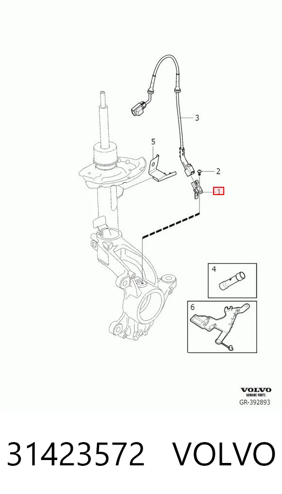 31423572 Volvo Sensor ABS dianteiro direito