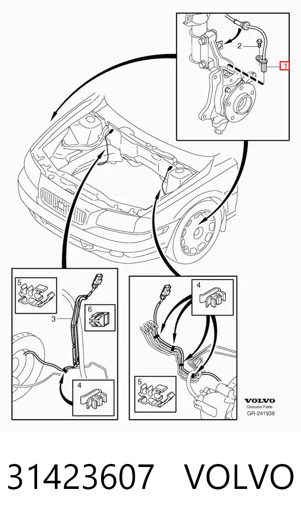 31423607 Volvo Sensor ABS dianteiro esquerdo