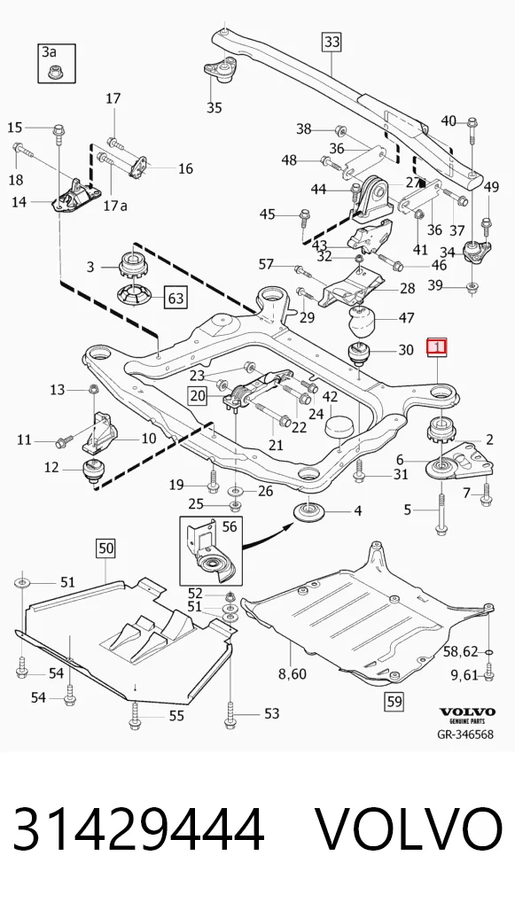 Viga de suspensão dianteira (plataforma veicular) Volvo S60 I RS, RH ao melhor preço