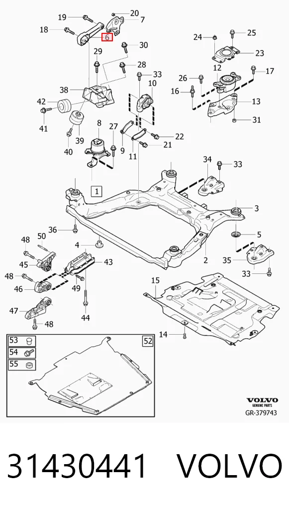 31430441 Volvo Coxim (suporte) direito de motor