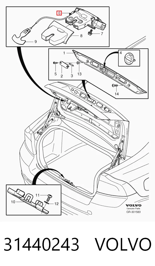Fecho de tampa de porta-malas (de 3ª/5ª porta traseira) Volvo S80 II AS, AR ao melhor preço