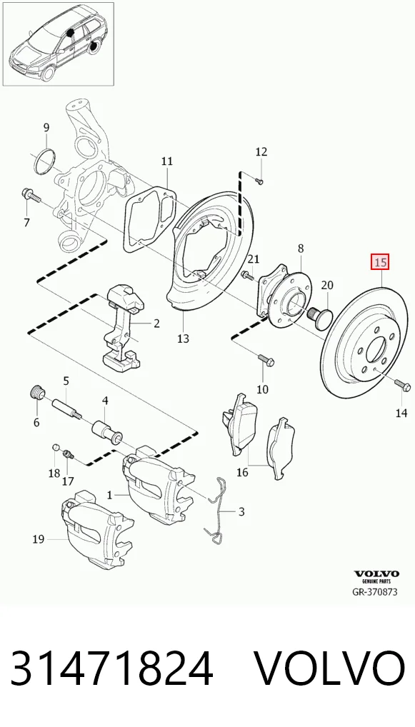 31471824 Volvo Disco do freio traseiro