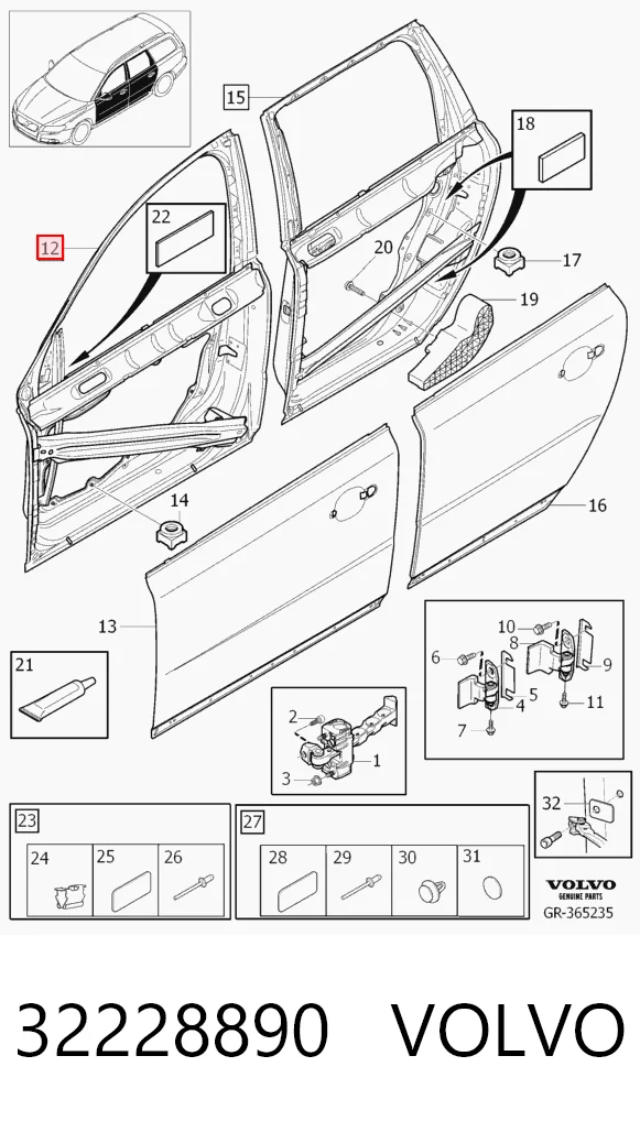 Porta dianteira esquerda para Volvo S80 II AS, AR