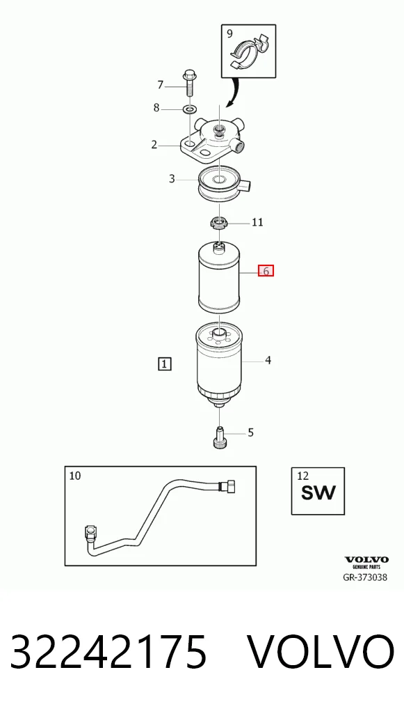 32242175 Volvo Filtro de combustível