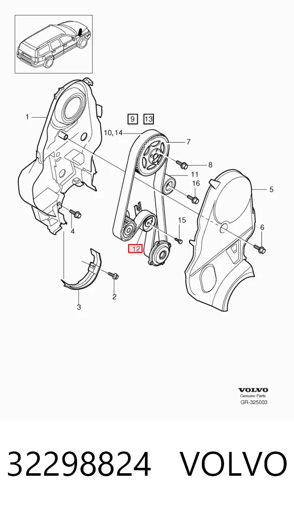 Rolo de reguladora de tensão da correia do mecanismo de distribuição de gás para Volvo XC90 
