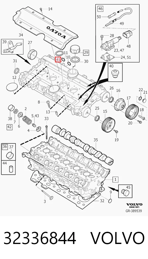 32336844 Volvo Vedante da tampa de válvulas de motor, anel