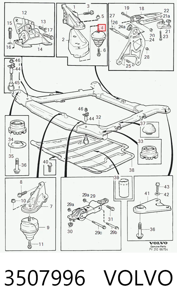  Coxim (suporte) traseiro de motor Volvo V70 I carrinha (LV) (1997 - 2000) I
