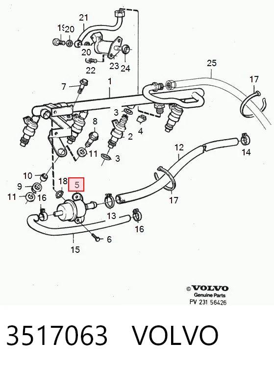 3517063 Volvo Regulador de pressão de combustível na régua de injectores