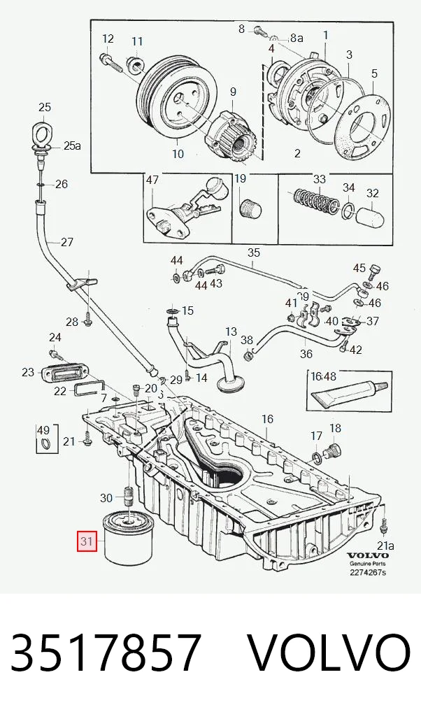 3517857 Volvo Filtro de óleo