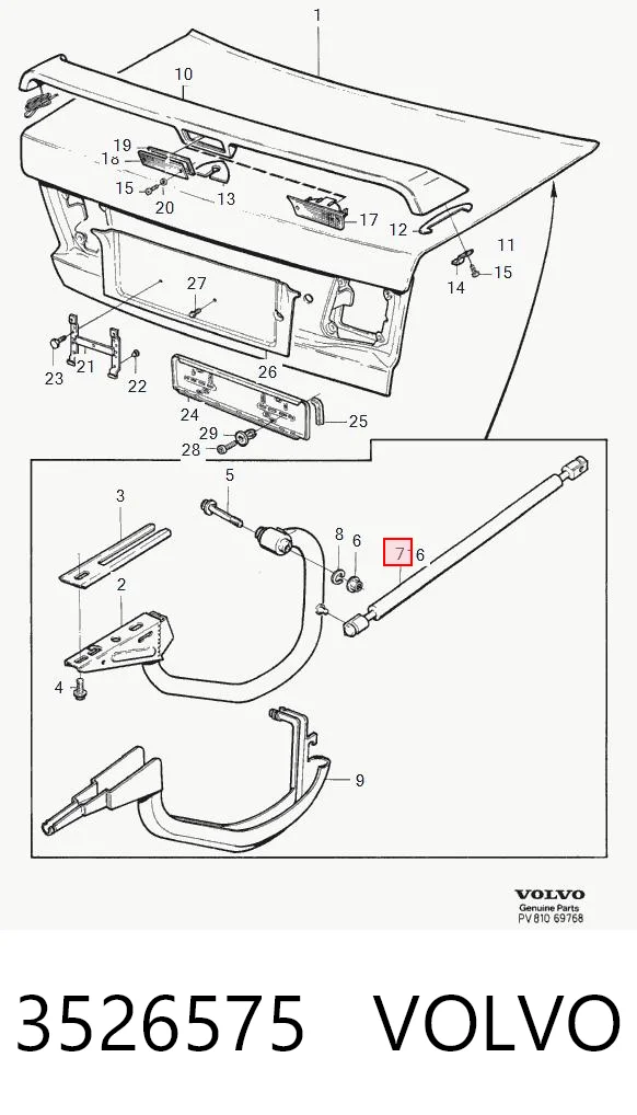 3526575 Volvo Amortecedor de tampa de porta-malas (de 3ª/5ª porta traseira)