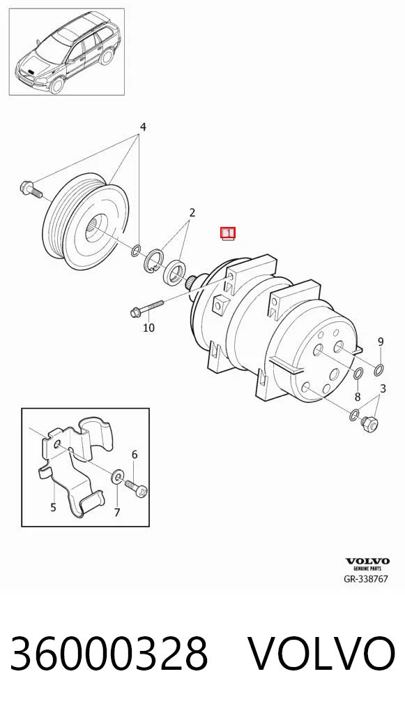 36000328 Volvo Compressor de aparelho de ar condicionado