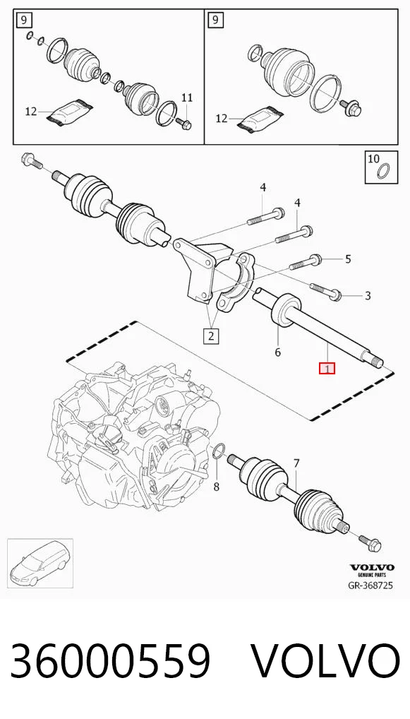 36000559 Volvo Semieixo (acionador) dianteiro direito