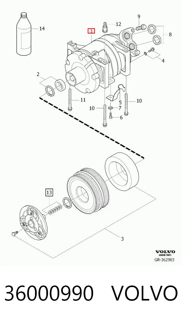 36000990 Volvo Compressor de aparelho de ar condicionado
