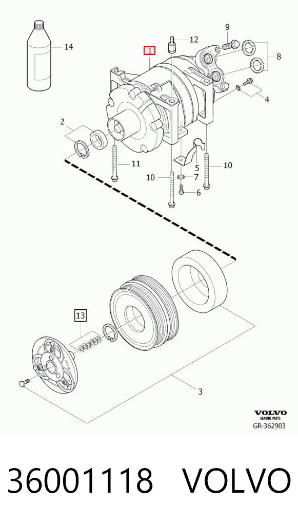 36001118 Volvo Compressor de aparelho de ar condicionado