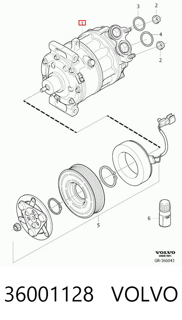 36001128 Volvo Compressor de aparelho de ar condicionado