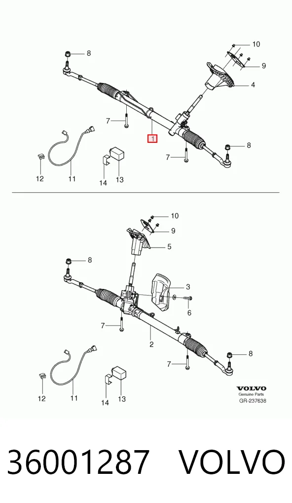36001287 Volvo Cremalheira da direção