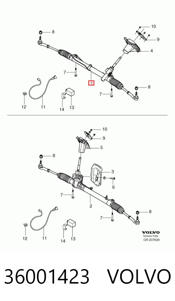 36001423 Volvo Cremalheira da direção