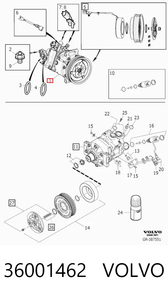 36001462 Volvo Compressor de aparelho de ar condicionado