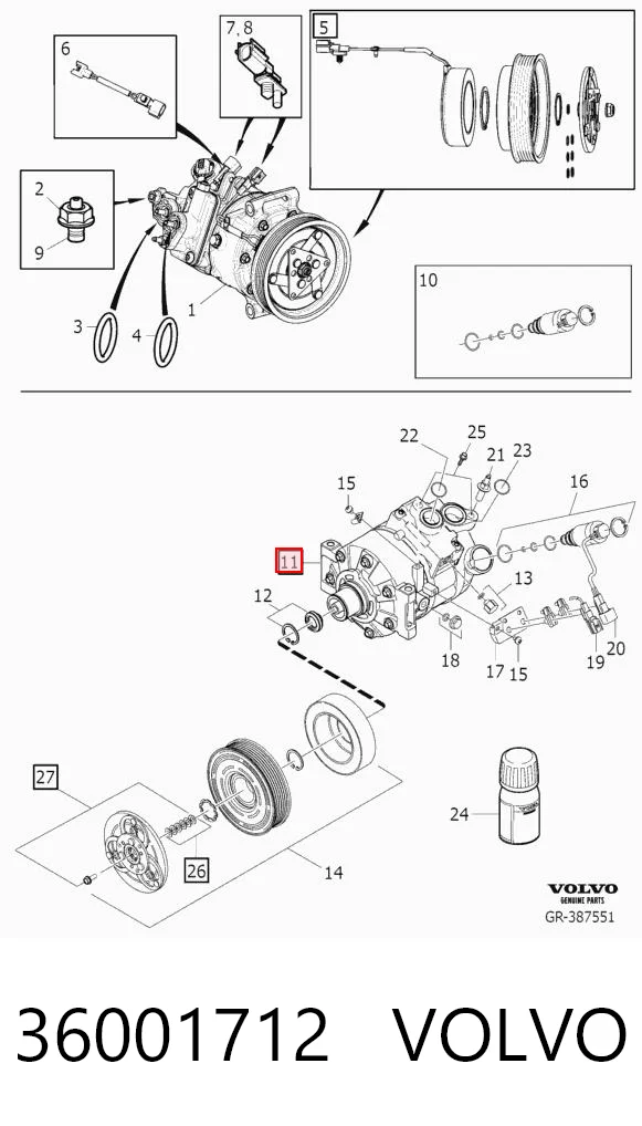 36001712 Volvo Compressor de aparelho de ar condicionado