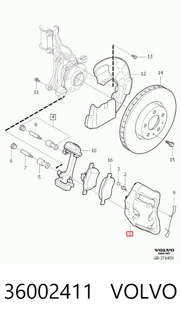 36002411 Volvo Suporte do freio dianteiro esquerdo