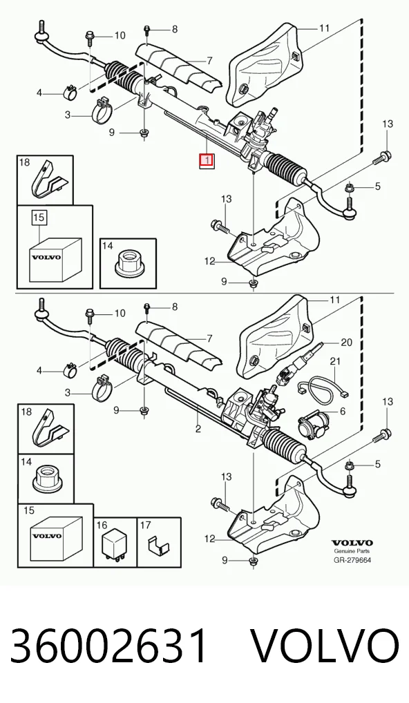 36002631 Volvo Cremalheira da direção