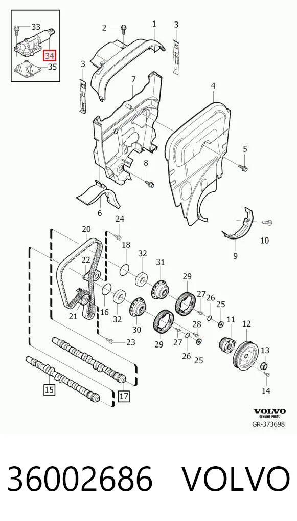 36002686 Volvo Válvula eletromagnética de posição (de fases) da árvore distribuidora