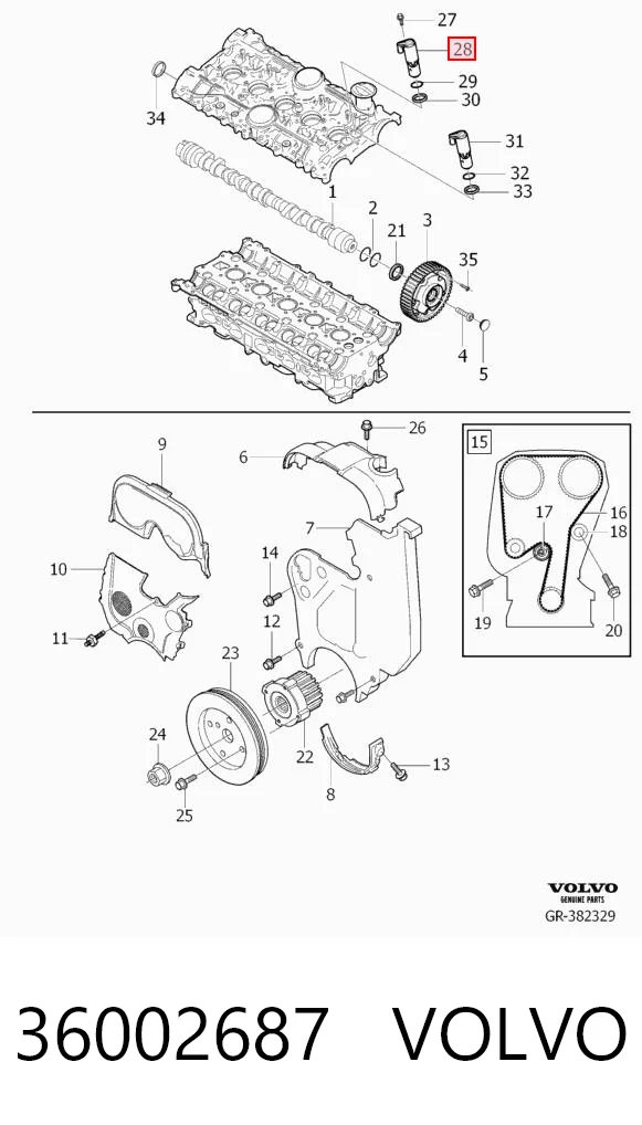 36002687 Volvo Válvula eletromagnética direita de posição (de fases) da árvore distribuidora