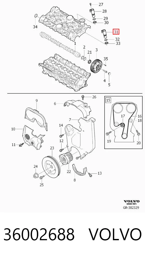 36002688 Volvo Válvula eletromagnética de posição (de fases) da árvore distribuidora