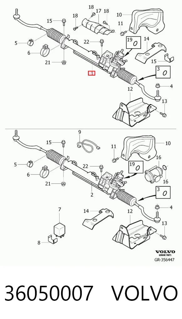 36050007 Volvo Cremalheira da direção
