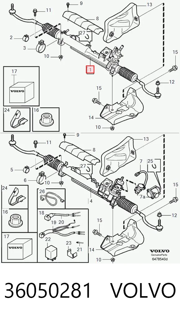 36050281 Volvo Cremalheira da direção