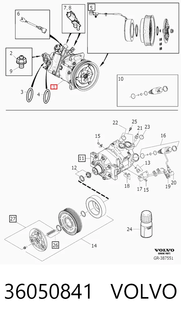 36050841 Volvo Compressor de aparelho de ar condicionado