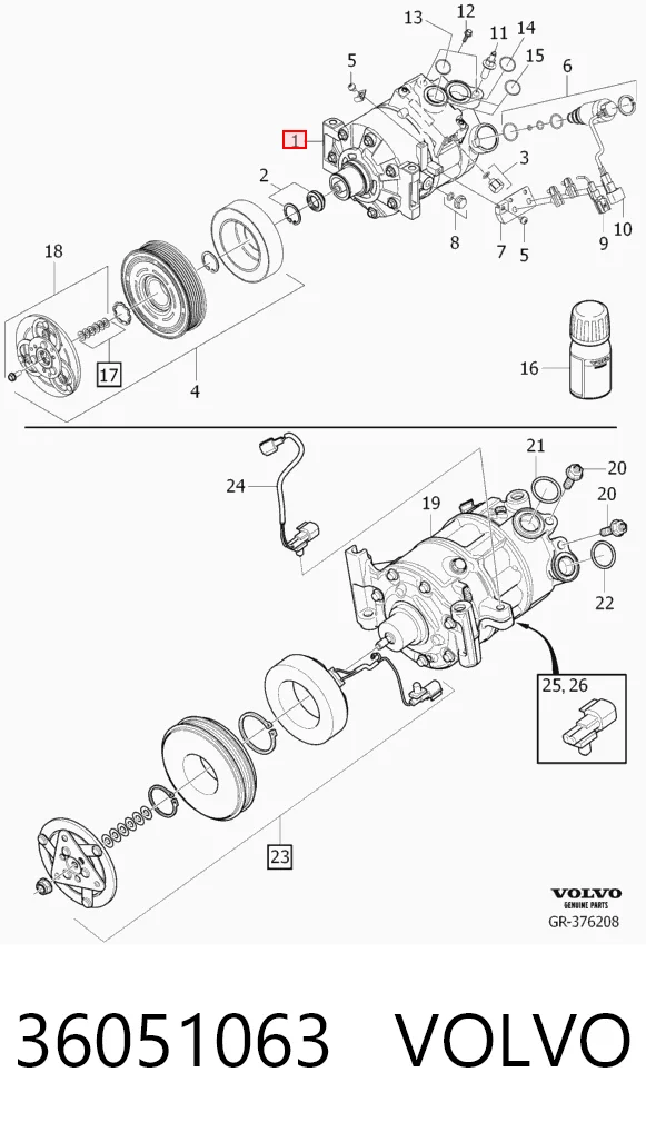 36051063 Volvo Compressor de aparelho de ar condicionado