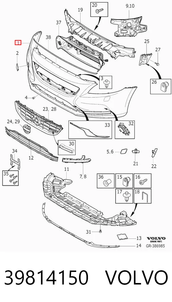 Pára-choque dianteiro para Volvo V40 525, 526