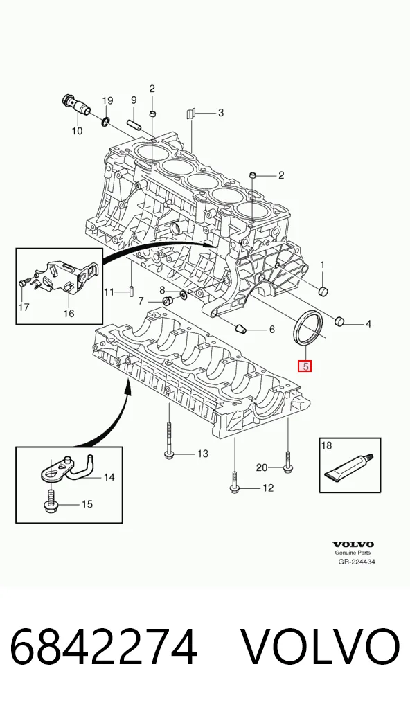  Vedação traseira de cambota de motor Volvo V70 I carrinha (LV) (1997 - 2000) I