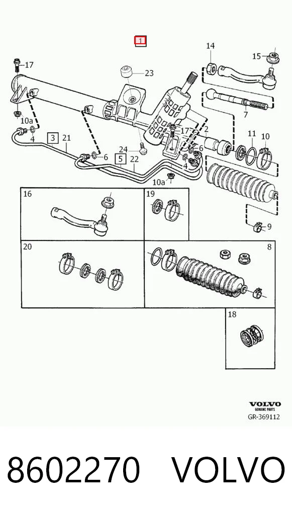 8602270 Volvo Cremalheira da direção