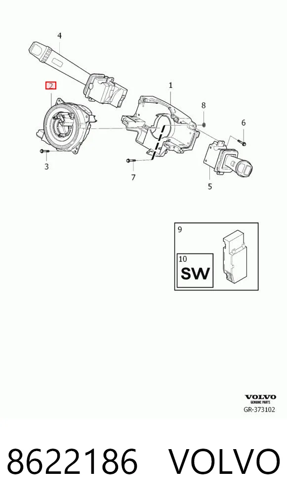 8622186 Volvo Anel AIRBAG de contato, cabo plano do volante