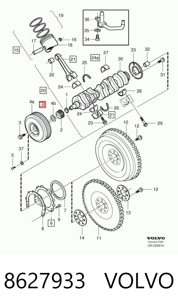 Polia de cambota para Volvo V70 LV