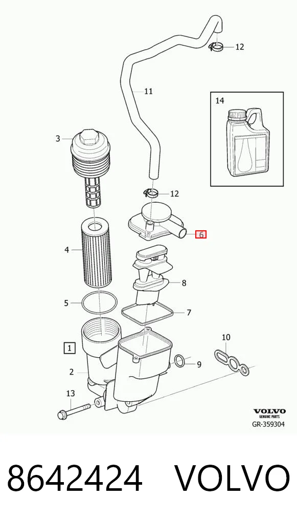 8642424 Volvo Válvula PCV de ventilação dos gases de cárter
